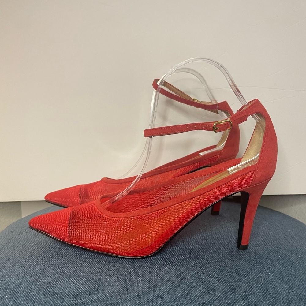 J. Renee Jena Mesh Ankle Strap Dress Pump in color Red in a size 9 1/2
